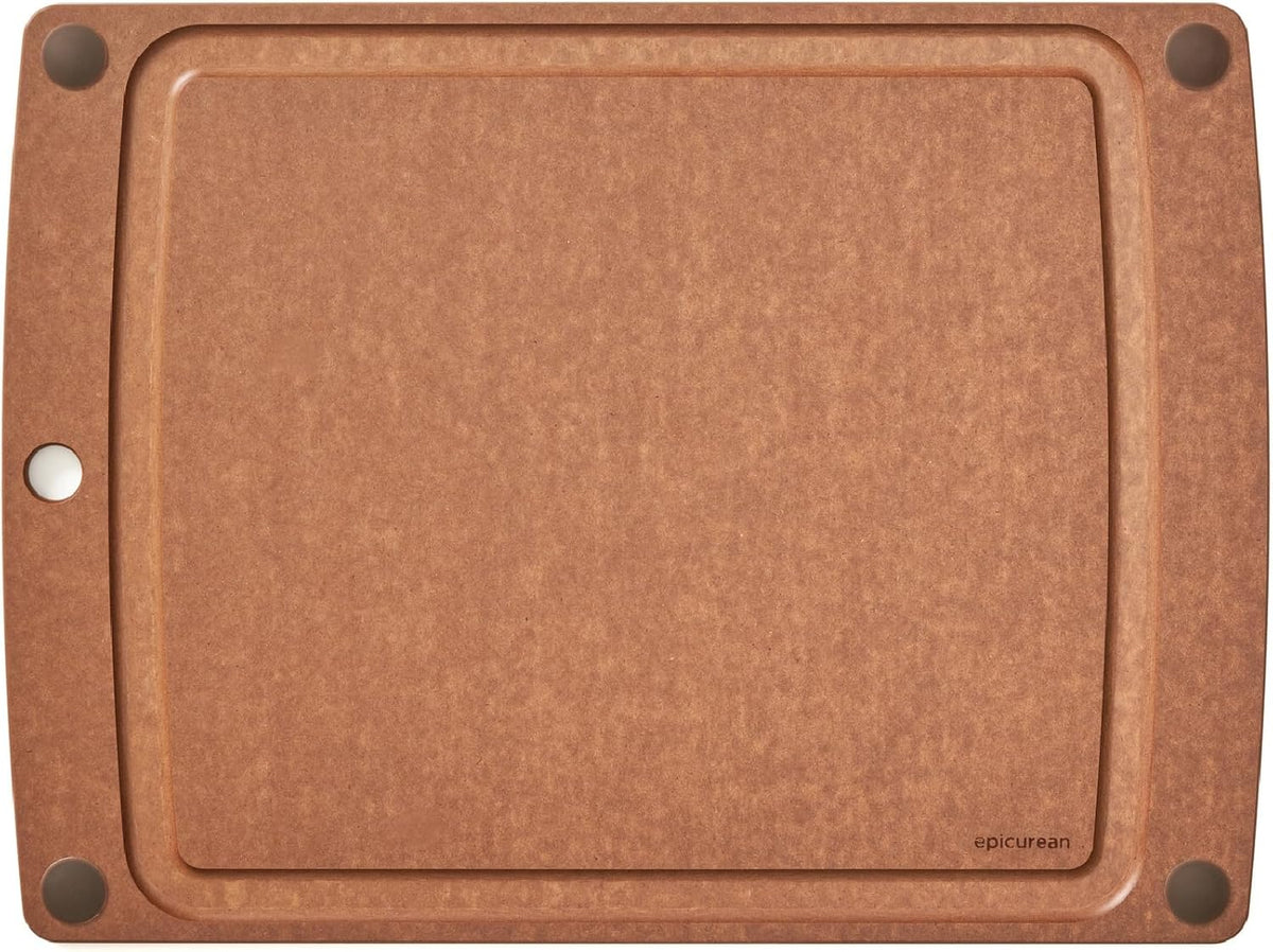All-In-One Cutting Board with Non-Slip Feet and Juice Groove, 17.5" × 13", Natural/Black