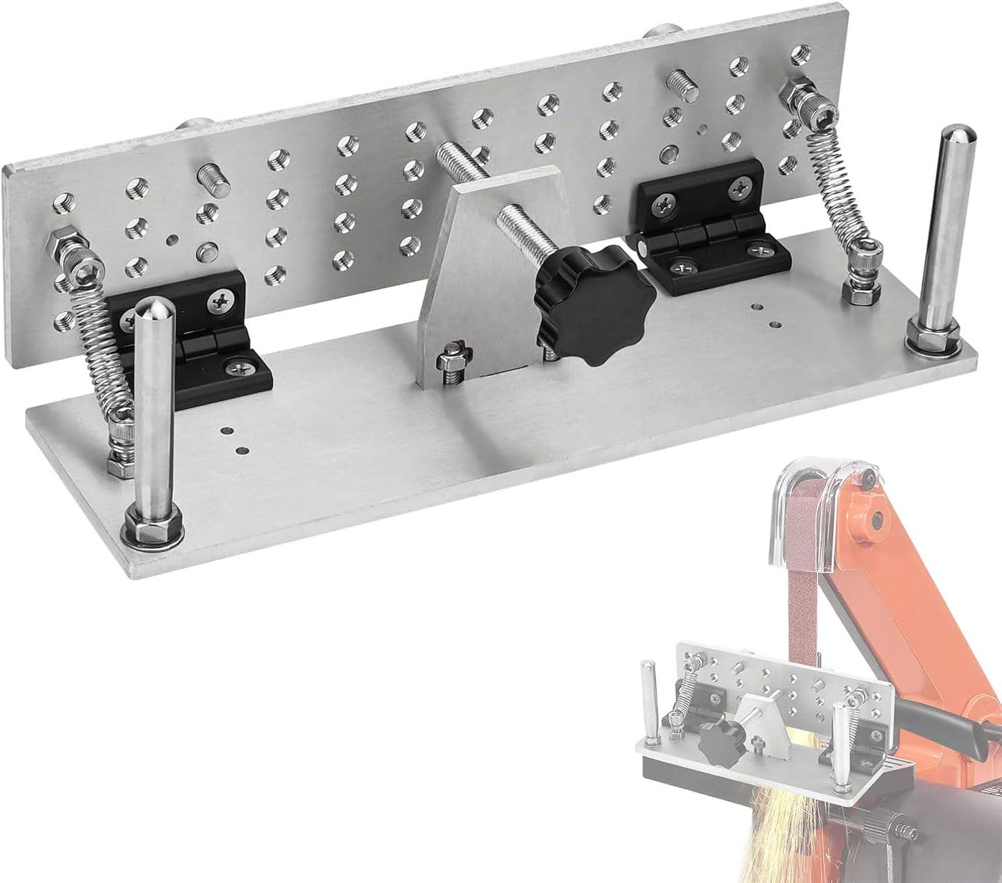 Belt Grinder Knife Jig Manual Sharpener Holder Long Sharpening Locator Fixed Angle Jig for Belt Sander Belt Machine (Small)