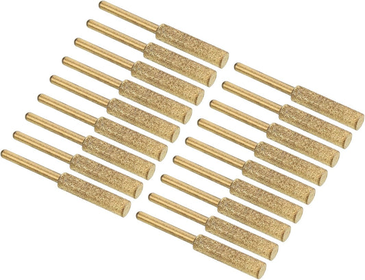 7/32 Inch Diamond Chainsaw Sharpener, 18 Pack Titanium Plating Sharpening Stone Polishing Grinding File Tool, Golden