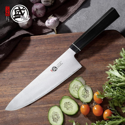 Gyuto Chef Knife 8 Inch, Japanese VG-10 Hand Forged Kitchen Knife for Meat & Vegetables, G10 Handle with Sandalwood Box