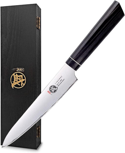 Gyuto Chef Knife 8 Inch, Japanese VG-10 Hand Forged Kitchen Knife for Meat & Vegetables, G10 Handle with Sandalwood Box