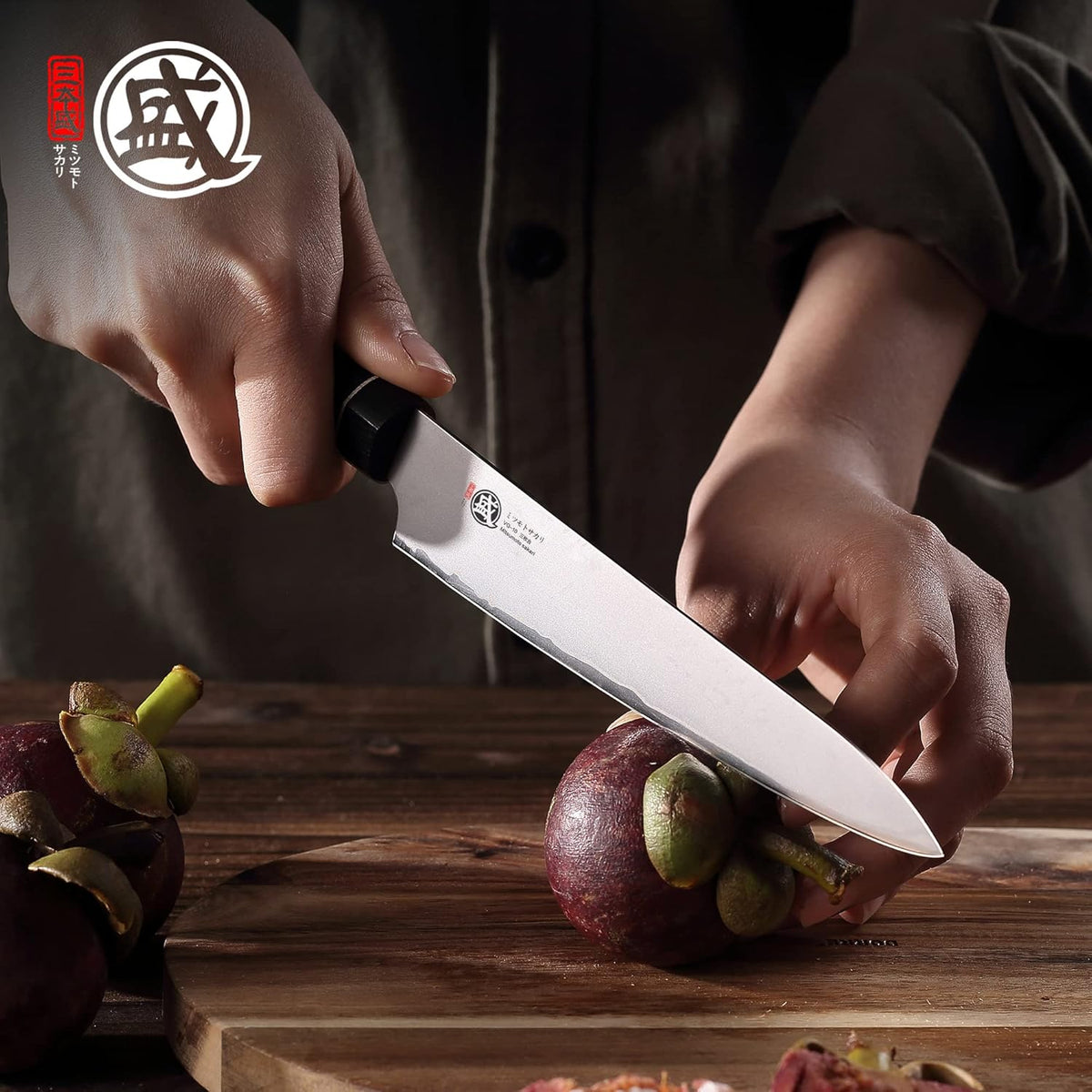 Gyuto Chef Knife 8 Inch, Japanese VG-10 Hand Forged Kitchen Knife for Meat & Vegetables, G10 Handle with Sandalwood Box