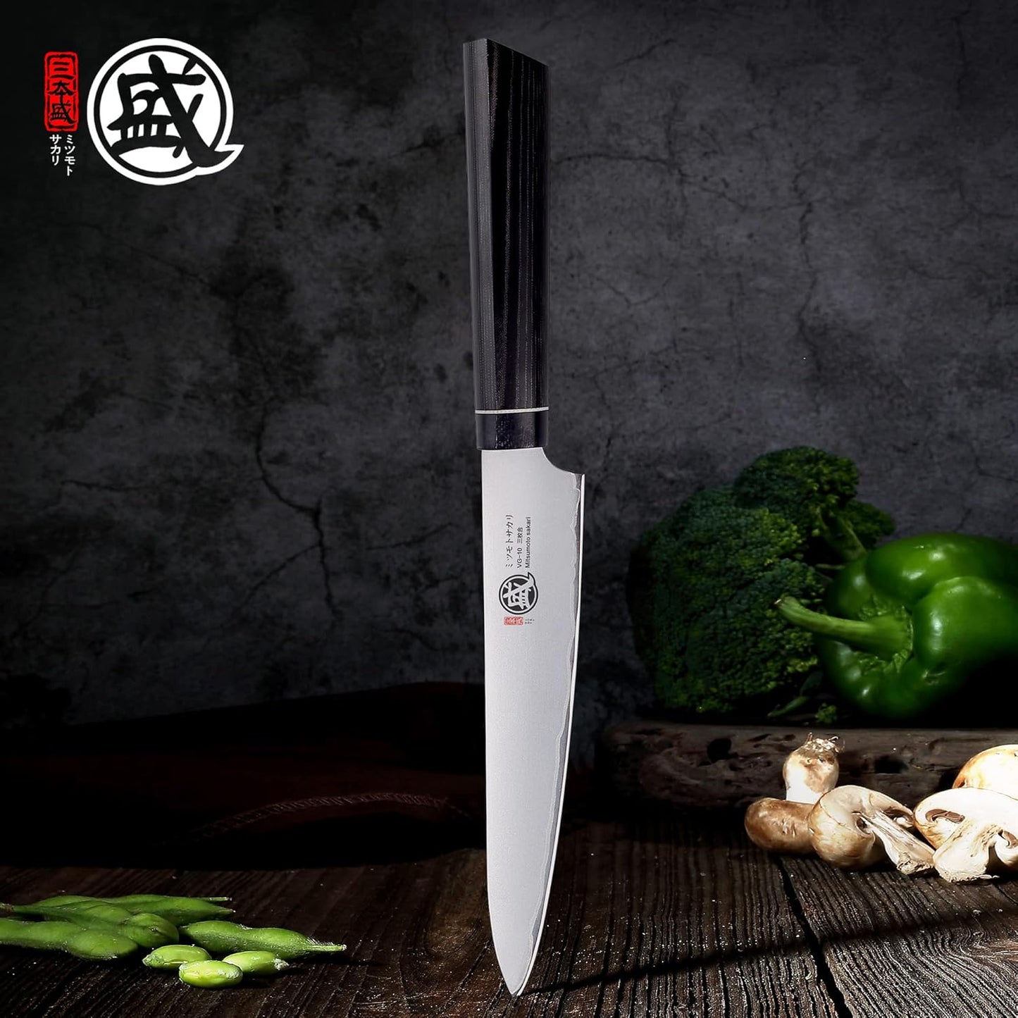 Gyuto Chef Knife 8 Inch, Japanese VG-10 Hand Forged Kitchen Knife for Meat & Vegetables, G10 Handle with Sandalwood Box