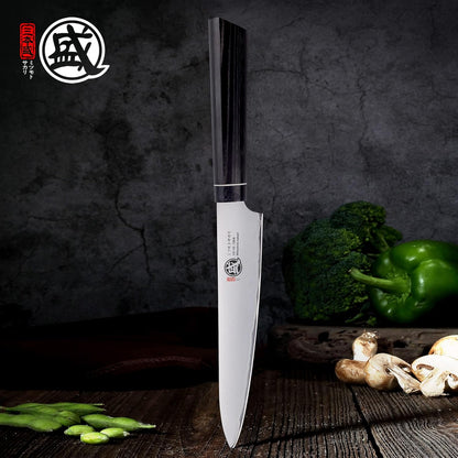 Gyuto Chef Knife 8 Inch, Japanese VG-10 Hand Forged Kitchen Knife for Meat & Vegetables, G10 Handle with Sandalwood Box