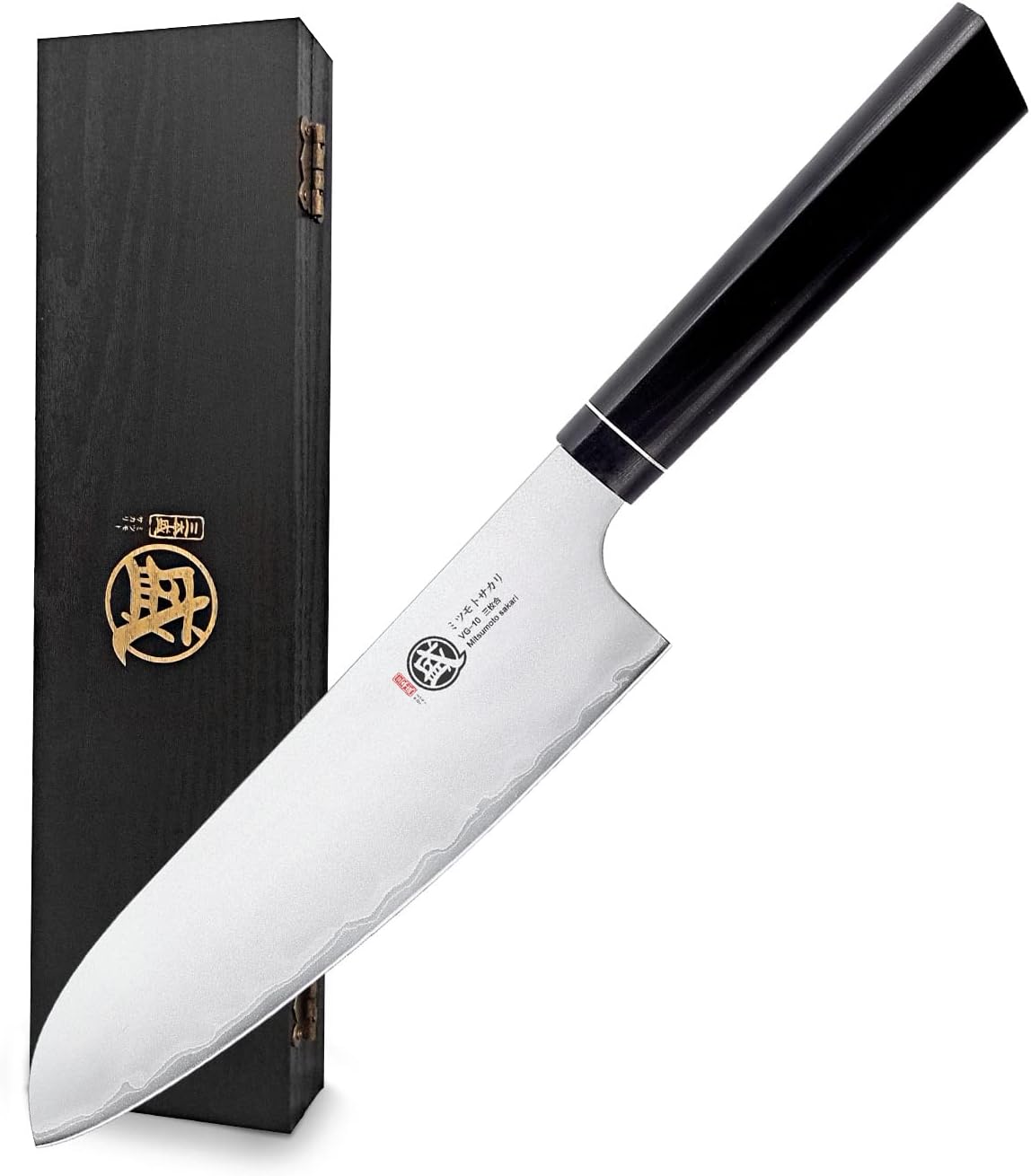 Gyuto Chef Knife 8 Inch, Japanese VG-10 Hand Forged Kitchen Knife for Meat & Vegetables, G10 Handle with Sandalwood Box