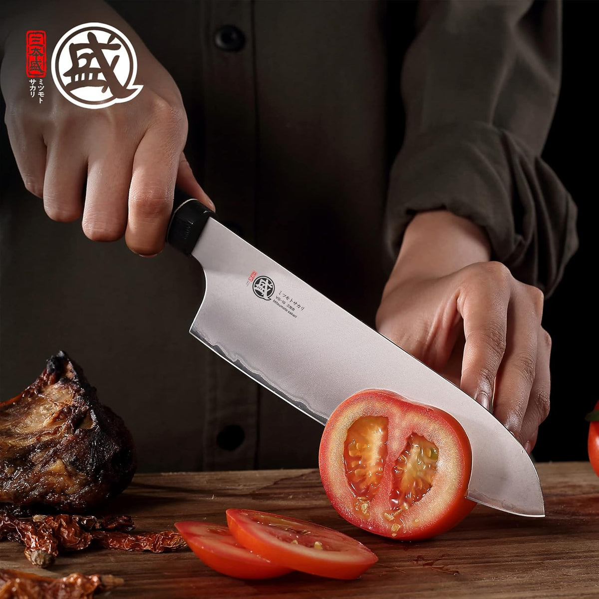 Gyuto Chef Knife 8 Inch, Japanese VG-10 Hand Forged Kitchen Knife for Meat & Vegetables, G10 Handle with Sandalwood Box
