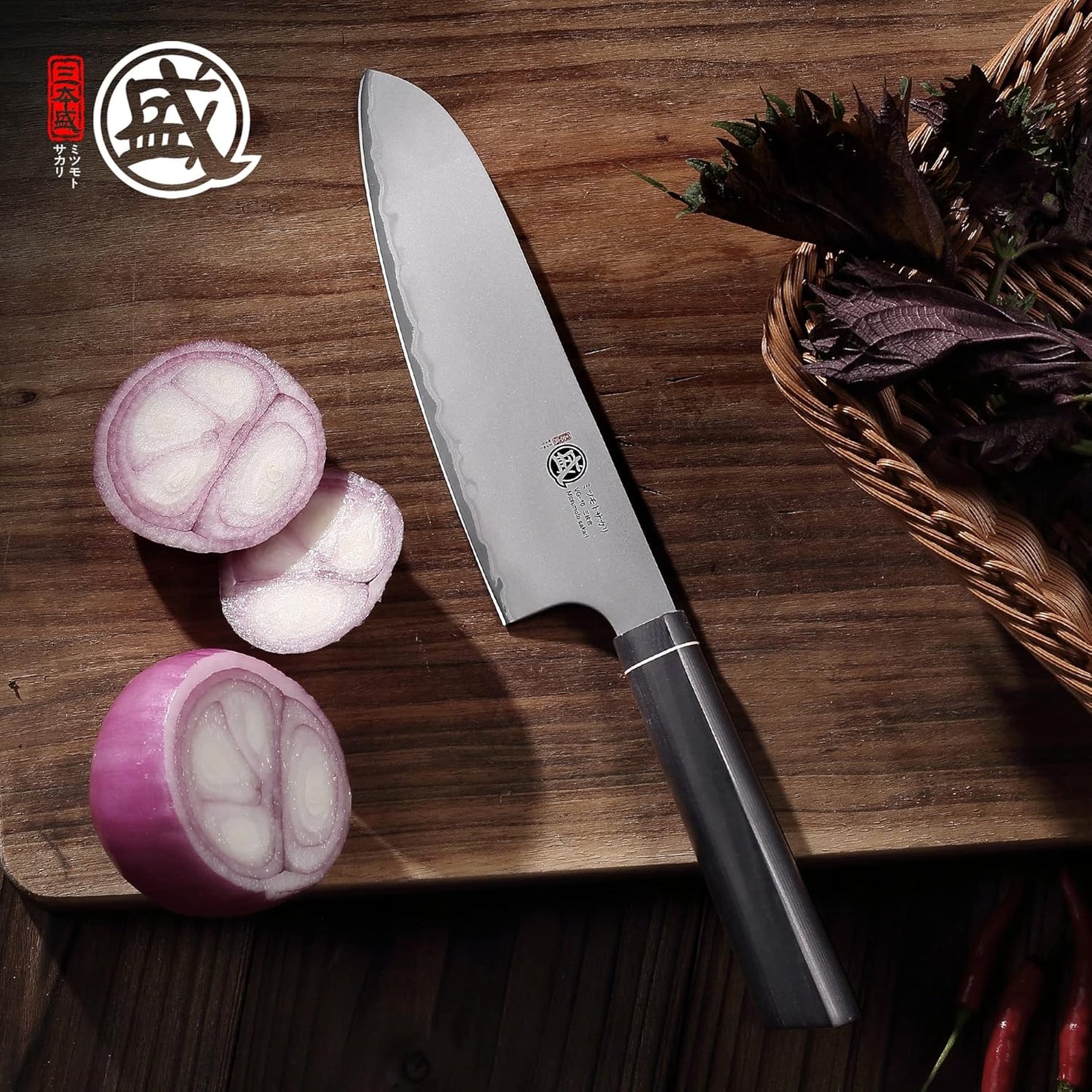 Gyuto Chef Knife 8 Inch, Japanese VG-10 Hand Forged Kitchen Knife for Meat & Vegetables, G10 Handle with Sandalwood Box