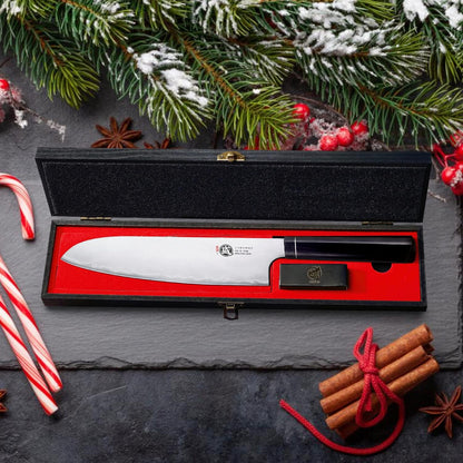 Gyuto Chef Knife 8 Inch, Japanese VG-10 Hand Forged Kitchen Knife for Meat & Vegetables, G10 Handle with Sandalwood Box