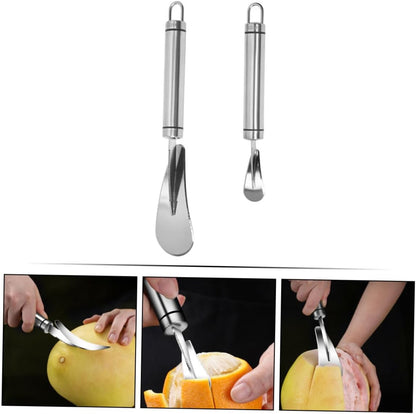 2pcs Stainless Steel Citrus Peeler Set Multifunctional Grapefruit Knife and Orange Peeling Tool Kitchen Accessory for Effortless Citrus Preparation