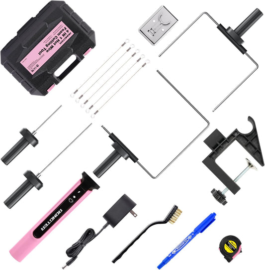 Hot Wire Foam Cutter Kit for Styrofoam with Case (Toolbox Pink) | 15W/6V 4-in-1 Cutter Kit, Bagged Storage, Smooth Styrofoam Cuts, DIY Crafts, Models & Foam Board Projects