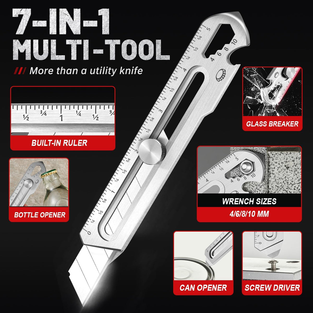 18mm Snap Off Utility Knife, Stainless Steel Heavy Duty Box Cutter