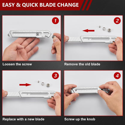 18mm Snap Off Utility Knife, Stainless Steel Heavy Duty Box Cutter