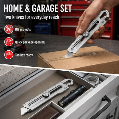 18mm Snap Off Utility Knife, Stainless Steel Heavy Duty Box Cutter