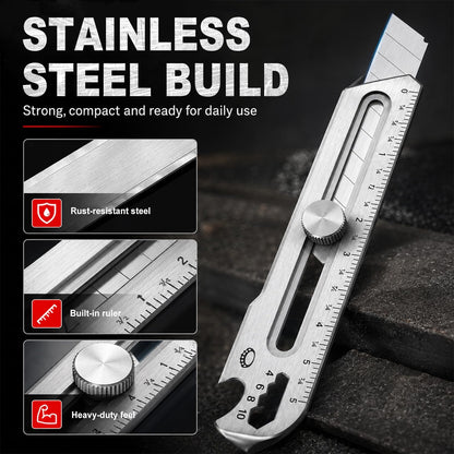 18mm Snap Off Utility Knife, Stainless Steel Heavy Duty Box Cutter