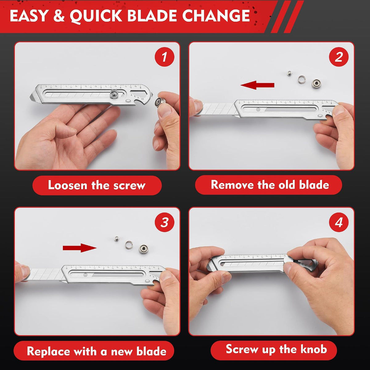 18mm Snap Off Utility Knife, Stainless Steel Heavy Duty Box Cutter