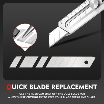 18mm Snap Off Utility Knife, Stainless Steel Heavy Duty Box Cutter