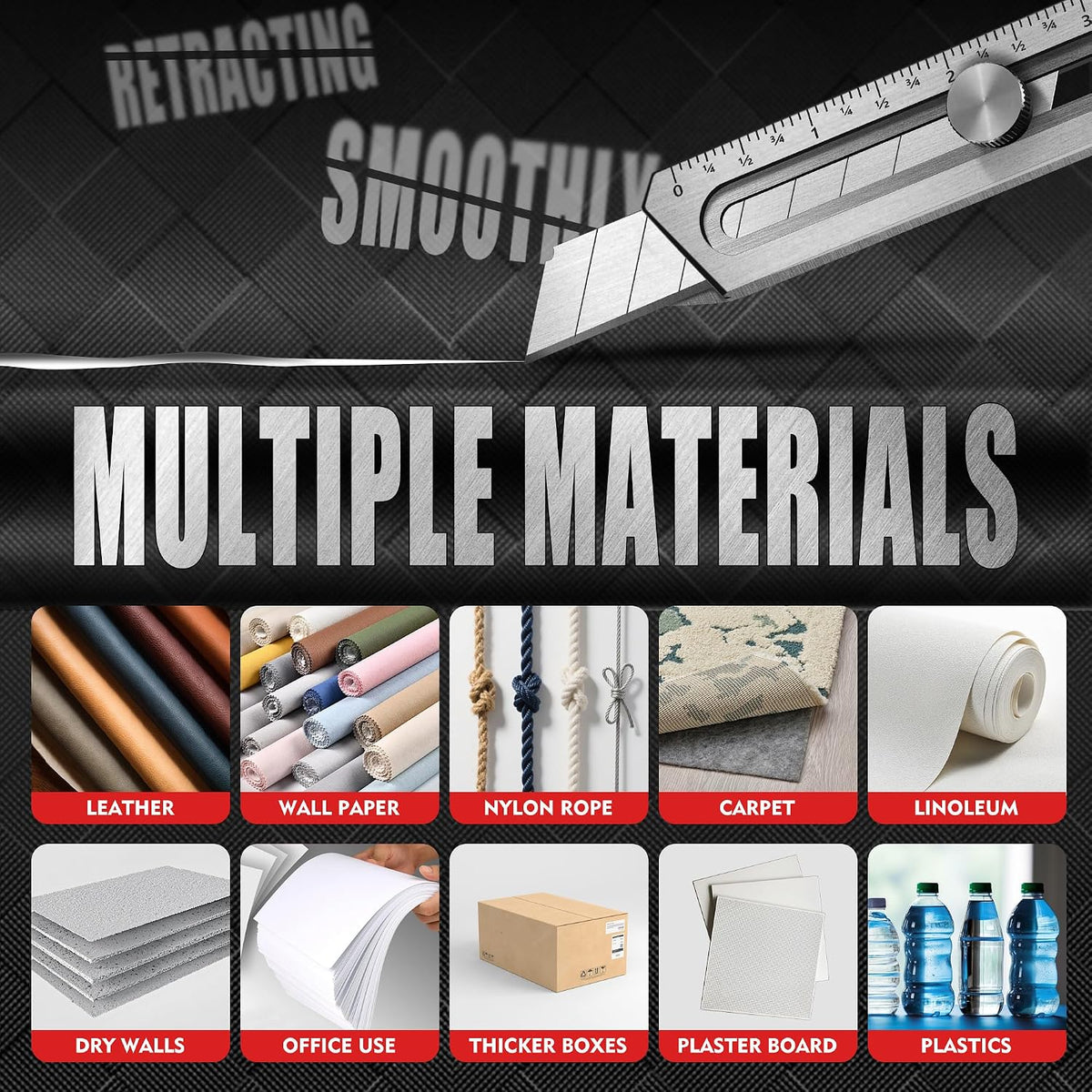 18mm Snap Off Utility Knife, Stainless Steel Heavy Duty Box Cutter