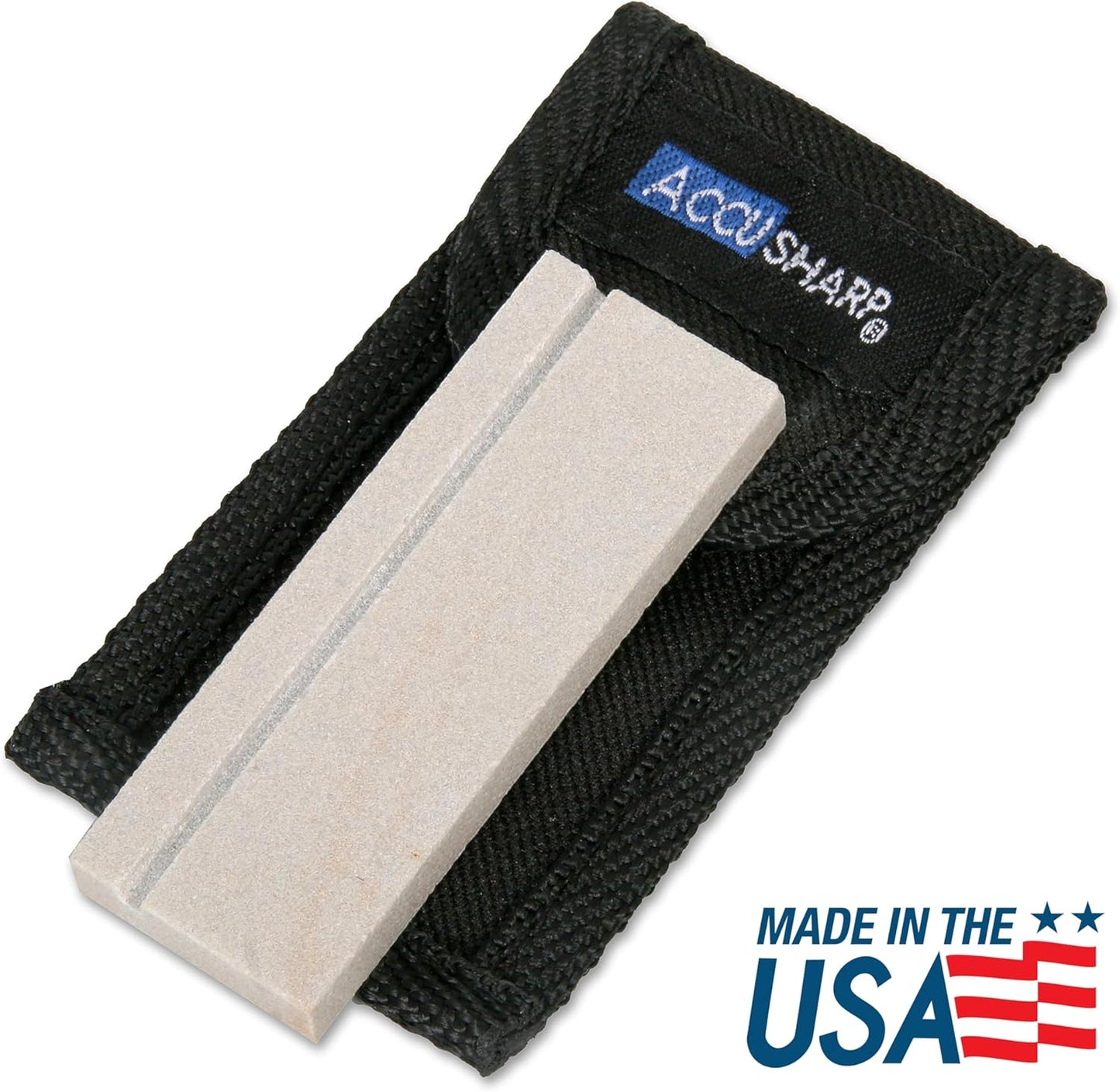 AccuSharp Pocket Stone Sharpener with Pouch, 3 Inch Dual-Sided Sharpening Stone for Knives, Fish Hooks, Camping, Hunting Knives, Restores, Repairs & Hones Blades, Diamond