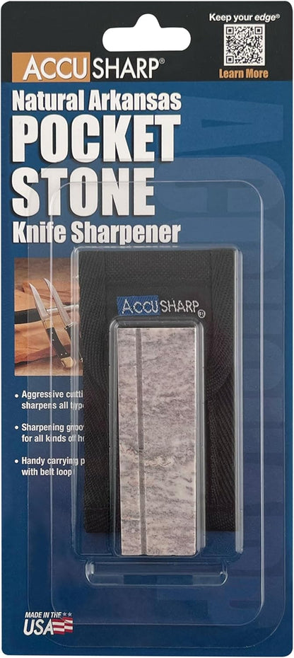 AccuSharp Pocket Stone Sharpener with Pouch, 3 Inch Dual-Sided Sharpening Stone for Knives, Fish Hooks, Camping, Hunting Knives, Restores, Repairs & Hones Blades, Diamond