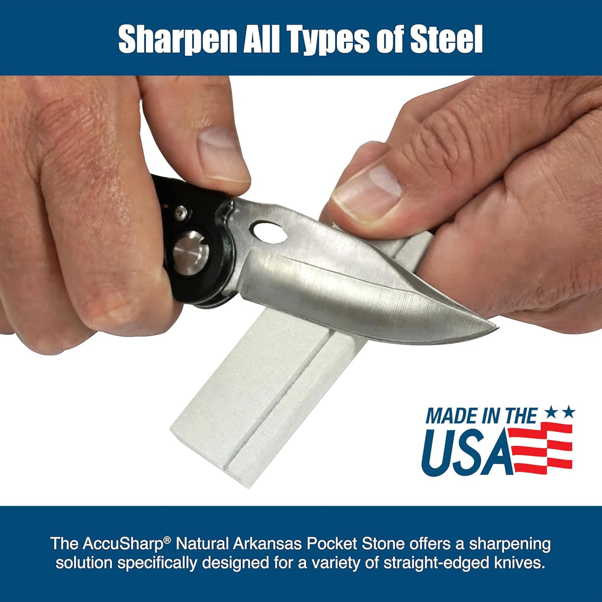 AccuSharp Pocket Stone Sharpener with Pouch, 3 Inch Dual-Sided Sharpening Stone for Knives, Fish Hooks, Camping, Hunting Knives, Restores, Repairs & Hones Blades, Diamond