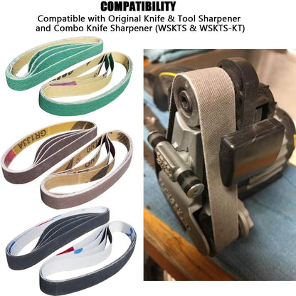24 Pack 1/2" x 12" Replacement Sharpening Belt Kit for Official Work Sharp (WSKTS & WSKTS-KT/Mk.1 & Mk.2) Knife & Tool Sharpener - 80/120/240/400/1000/1200 Grits Sander Belt
