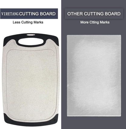 Cutting Boards for Kitchen, Plastic Chopping Board Set of 3 with Non-Slip Feet, Juice Grooves, Easy Grip Handle, BPA Free, Non-Porous, Dishwasher Safe, Multiple Sizes (Black，Grind Function)