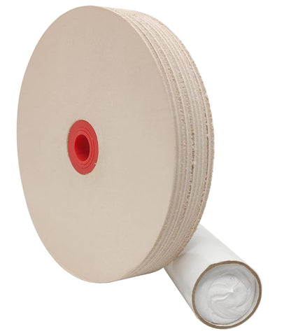 5 in Leather Honing Stropping Wheel fits 1/2", 5/8" and 3/4" Arbors Includes Premium White Buffing Compound Made in USA (1/2 in. Width)