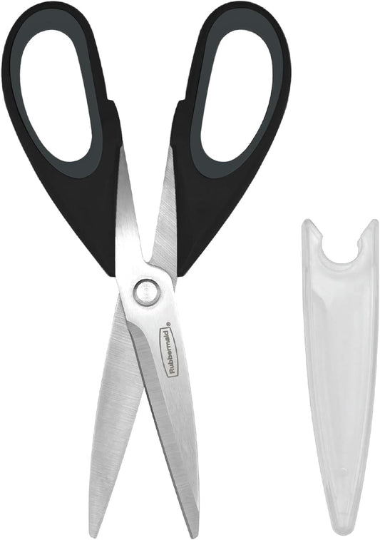 Kitchen Scissors All Purpose Heavy Duty, Stainless Steel Kitchen Shears with Protective Sheath, Dishwasher Safe Kitchen Scissors for Food, Meat, Poultry & Herbs, Comfort Grip, Black