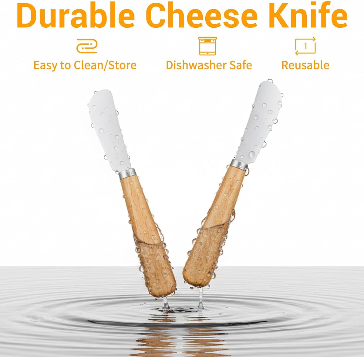 2 Pcs Butter Knife Spreader, Small Butter Knife, Stainless Steel Cheese Knives for Smooth Spreading Butter Cream Cheese Jam, Ideal for Bagels, Sandwiches (Wooden Handle, 6.69 Inch)