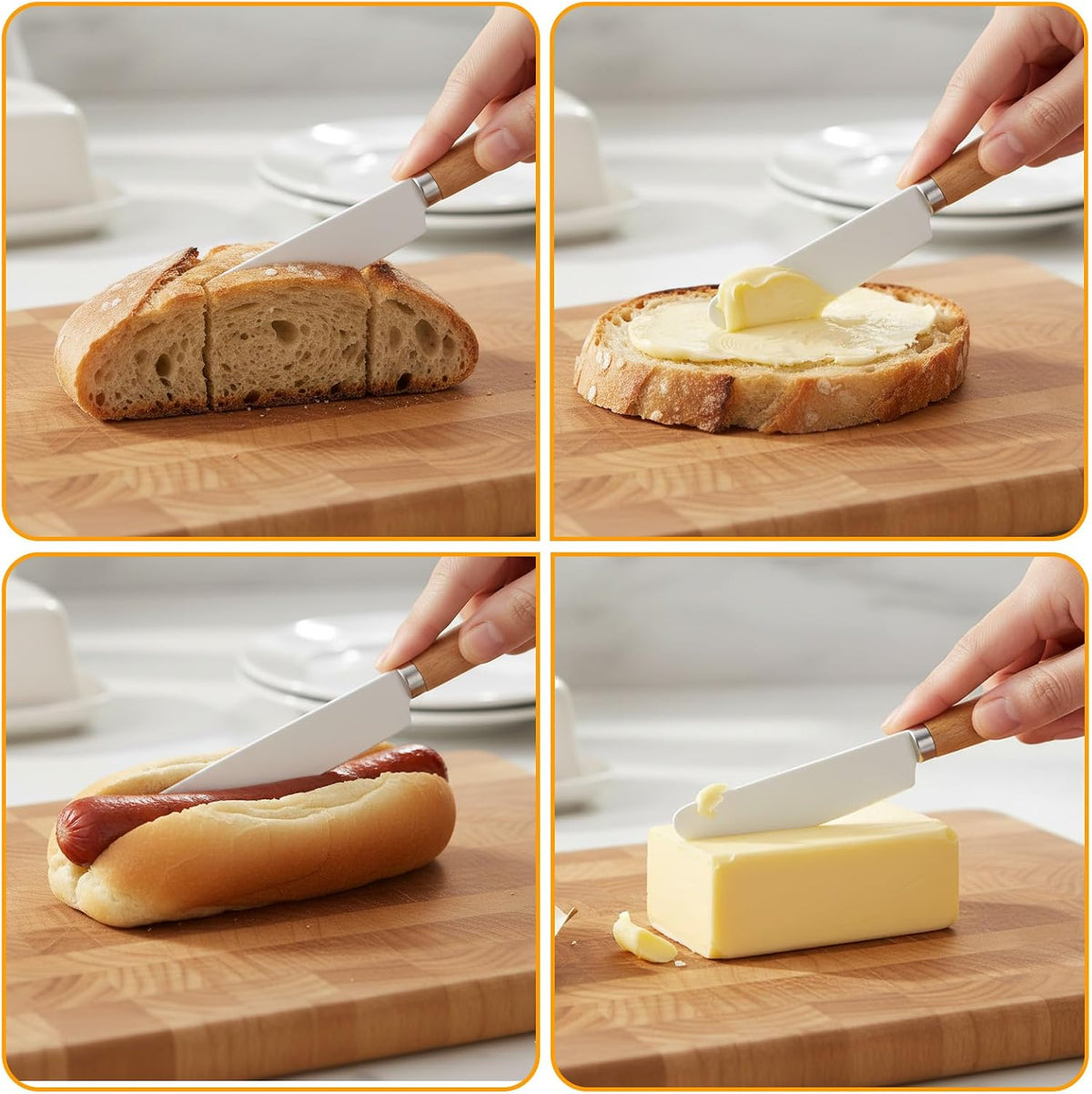 2 Pcs Butter Knife Spreader, Small Butter Knife, Stainless Steel Cheese Knives for Smooth Spreading Butter Cream Cheese Jam, Ideal for Bagels, Sandwiches (Wooden Handle, 6.69 Inch)