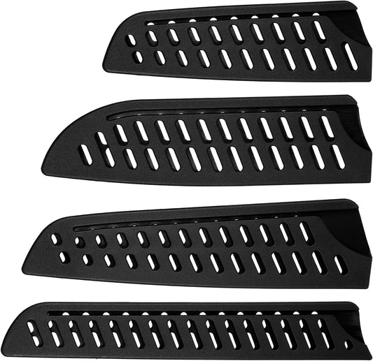 4PCS Plastic Knife Guard Set, Multi-Size Universal Knife Blade Covers for Kitchen, Plastic Knifies Edge Sheath for Paring Utility Bread Nakiri Chef Knives - Black