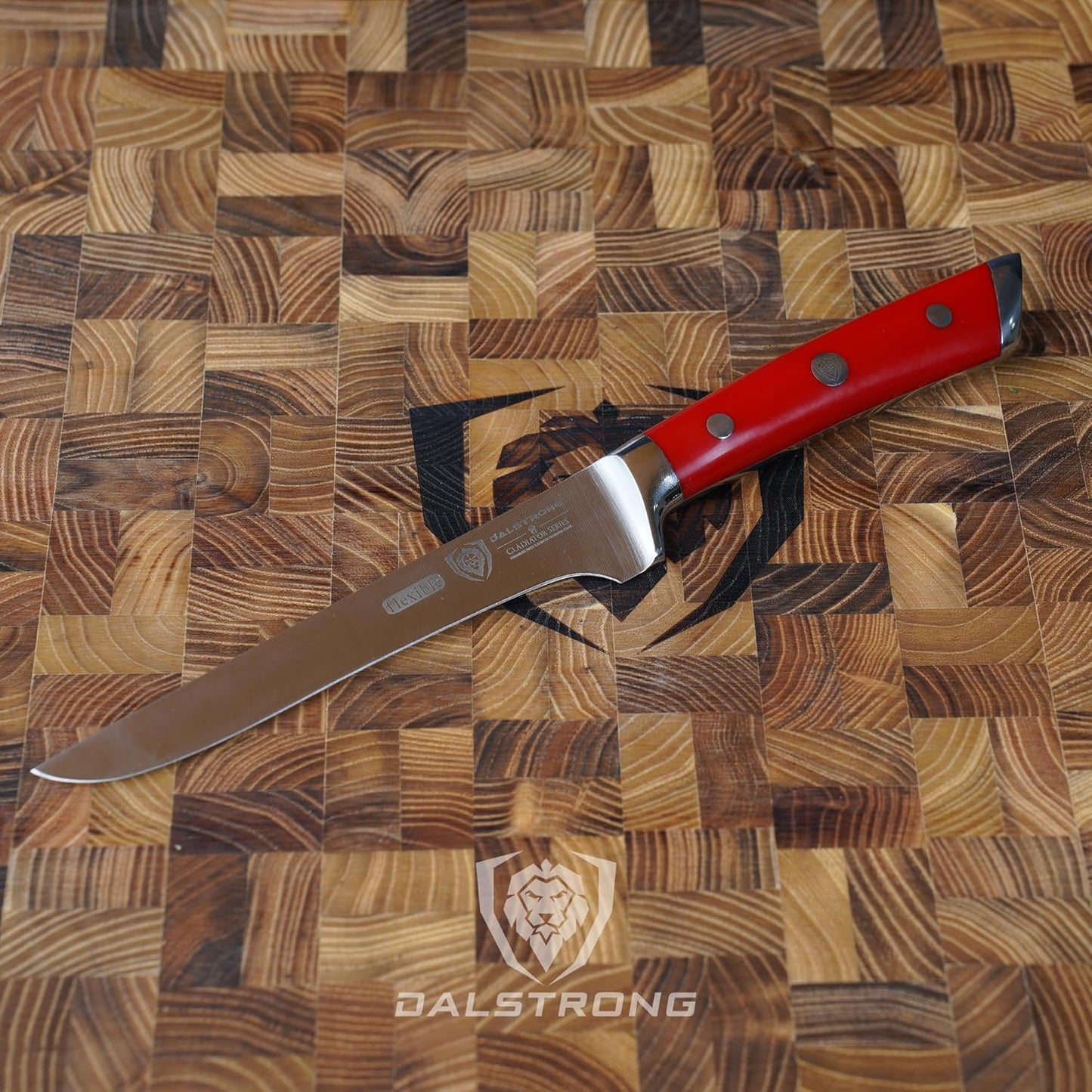Boning Knife - 6 inch - Gladiator Series - High Carbon German Steel - Crimson Red ABS Handle - Meat Carving, Trimming, Deboning - w/Sheath - NSF Certified
