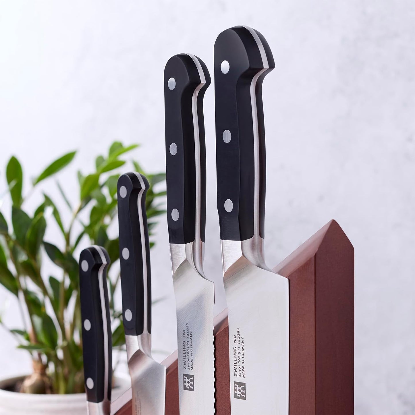 Pro RCF 5-pc Magnetic Knife Block Set - Brown