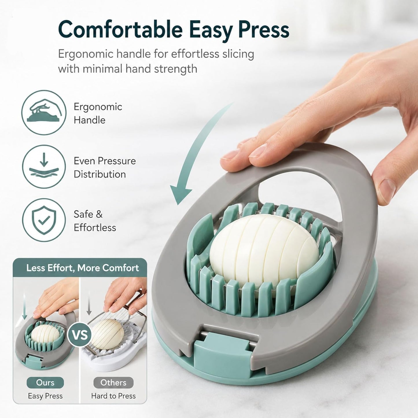 Egg Slicer for Boiled Eggs Strawberry Cutter with Stainless Steel Wire （Green）