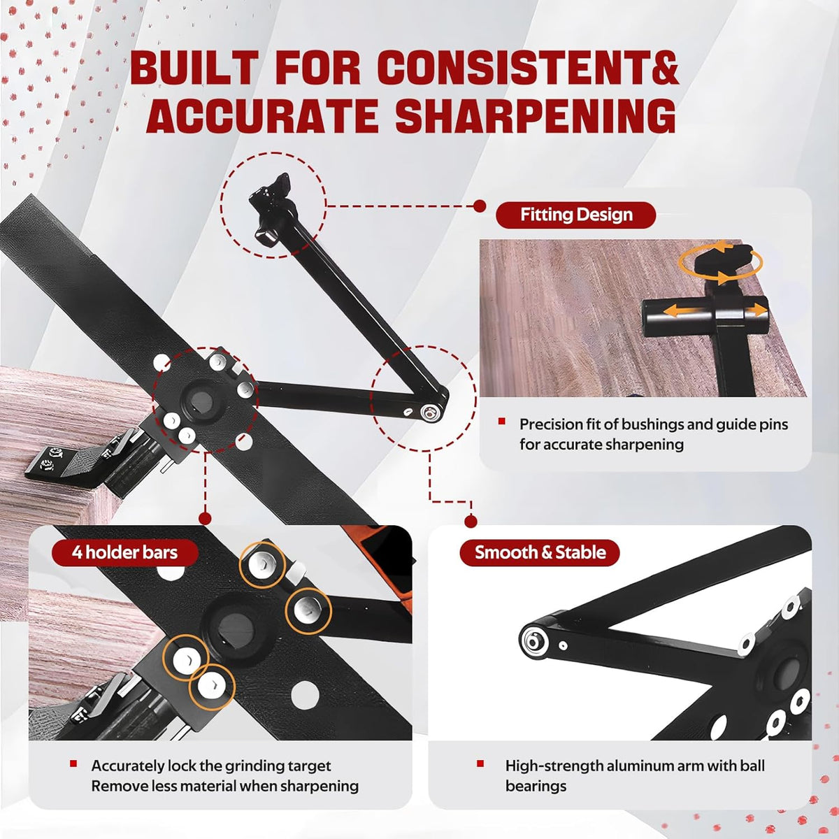 New Upgrade Large Size Mower Blade Sharpener Model 5005 | 15°-45° Adjustable Frame with Ball Bearing 25mm Enlarged Handle Lawn Mower Blade Sharpener for All Lawnmower Blades Black