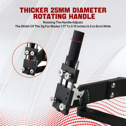 New Upgrade Large Size Mower Blade Sharpener Model 5005 | 15°-45° Adjustable Frame with Ball Bearing 25mm Enlarged Handle Lawn Mower Blade Sharpener for All Lawnmower Blades Black
