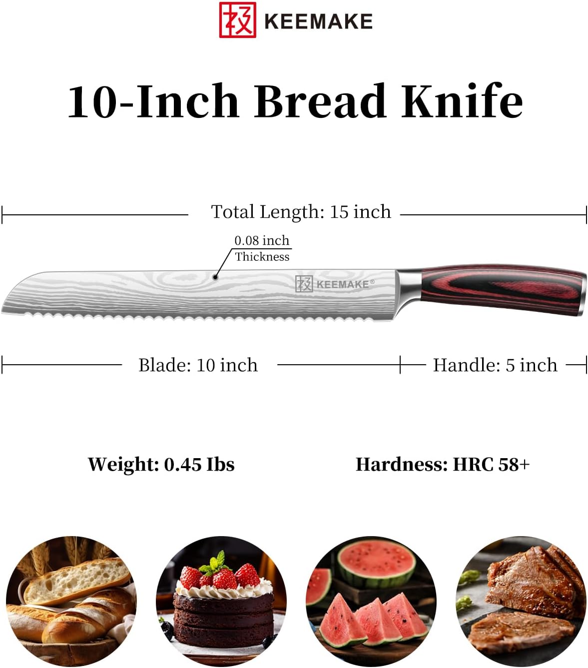 10 Inch Bread Knife for Homemade Bread - Ultra Sharp for Serrated Sourdough, Crusty Artisan Loaves, Bagels & Cake, High Carbon Stainless Steel Slicing Knife with Cover & Dad Gift Box