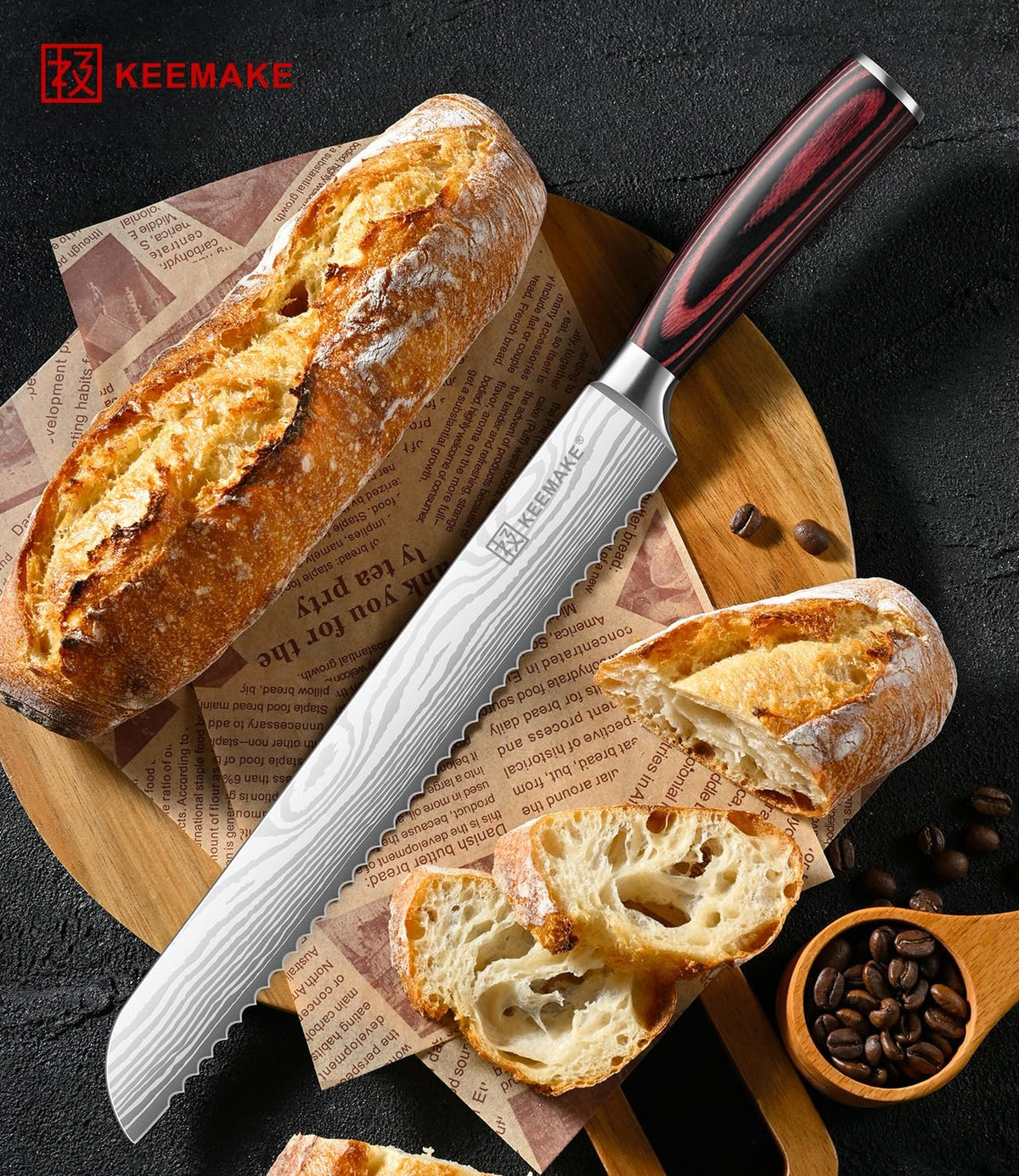 10 Inch Bread Knife for Homemade Bread - Ultra Sharp for Serrated Sourdough, Crusty Artisan Loaves, Bagels & Cake, High Carbon Stainless Steel Slicing Knife with Cover & Dad Gift Box