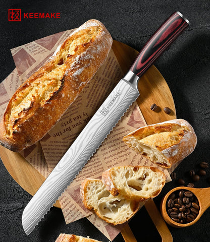 10 Inch Bread Knife for Homemade Bread - Ultra Sharp for Serrated Sourdough, Crusty Artisan Loaves, Bagels & Cake, High Carbon Stainless Steel Slicing Knife with Cover & Dad Gift Box
