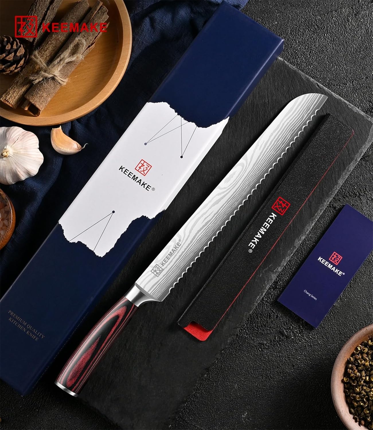 10 Inch Bread Knife for Homemade Bread - Ultra Sharp for Serrated Sourdough, Crusty Artisan Loaves, Bagels & Cake, High Carbon Stainless Steel Slicing Knife with Cover & Dad Gift Box