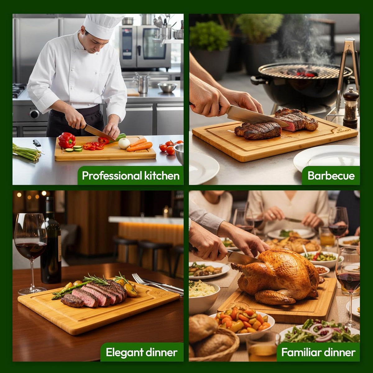 Cutting Board Set, Bamboo Cutting Boards for Kitchen with Juice Groove,Multipurpose Board for Food Prep and Serving meat cutting board,cutting,boardgift set,wood board,bamboo cutting board set.