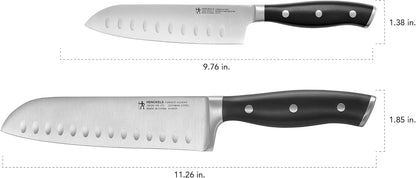 Forged Accent Razor-Sharp 2-pc Knife Set, Santoku Knife 5 Inch, Santoku Knife 7 Inch, German Engineered Informed by 100+ Years of Mastery,Black
