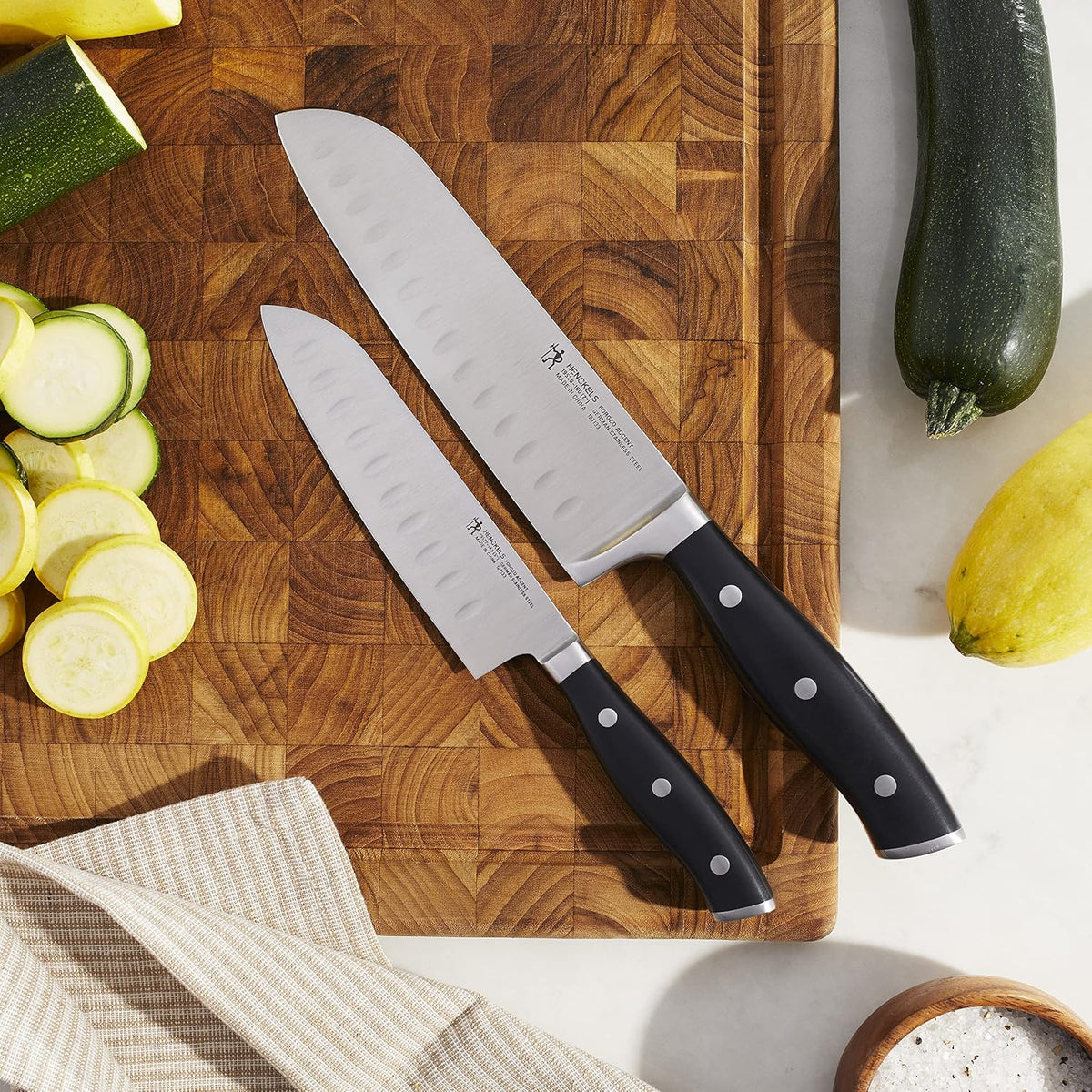 Forged Accent Razor-Sharp 2-pc Knife Set, Santoku Knife 5 Inch, Santoku Knife 7 Inch, German Engineered Informed by 100+ Years of Mastery,Black