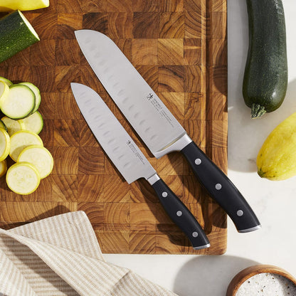 Forged Accent Razor-Sharp 2-pc Knife Set, Santoku Knife 5 Inch, Santoku Knife 7 Inch, German Engineered Informed by 100+ Years of Mastery,Black