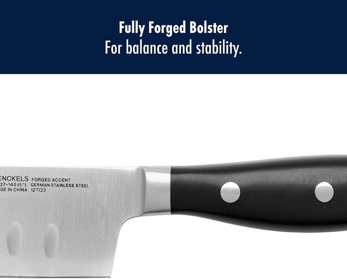 Forged Accent Razor-Sharp 2-pc Knife Set, Santoku Knife 5 Inch, Santoku Knife 7 Inch, German Engineered Informed by 100+ Years of Mastery,Black