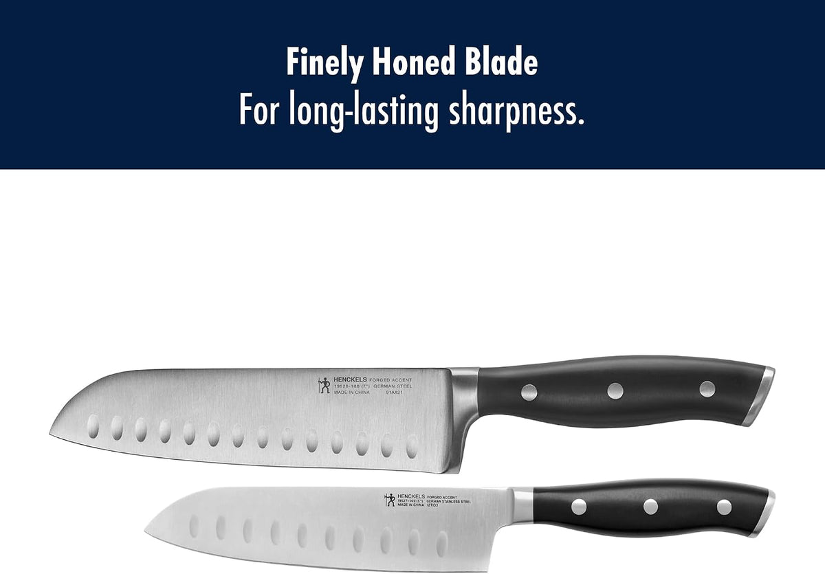 Forged Accent Razor-Sharp 2-pc Knife Set, Santoku Knife 5 Inch, Santoku Knife 7 Inch, German Engineered Informed by 100+ Years of Mastery,Black