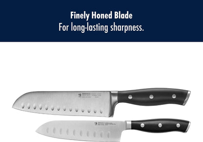Forged Accent Razor-Sharp 2-pc Knife Set, Santoku Knife 5 Inch, Santoku Knife 7 Inch, German Engineered Informed by 100+ Years of Mastery,Black
