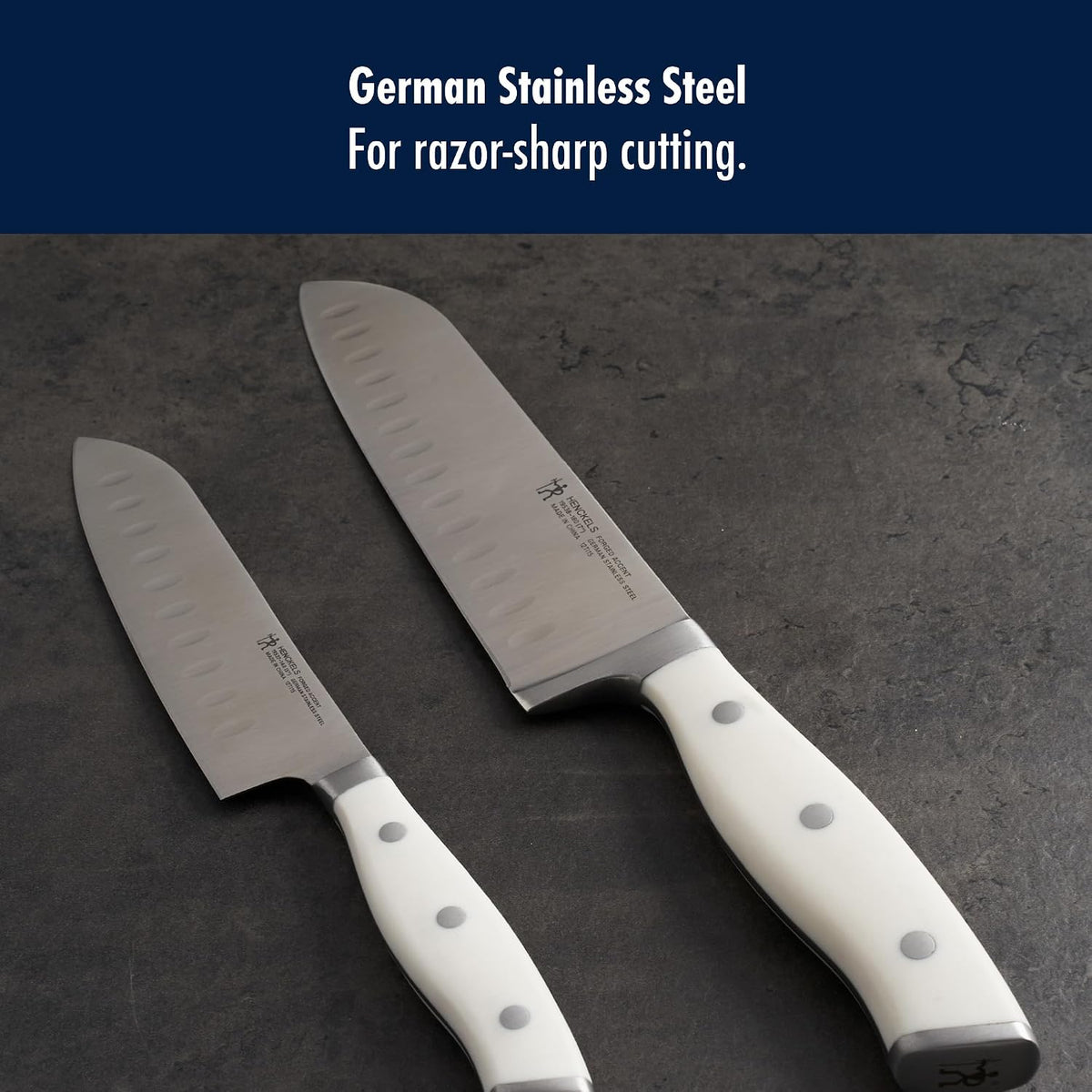 Forged Accent Razor-Sharp 2-pc Knife Set, Santoku Knife 5 Inch, Santoku Knife 7 Inch, German Engineered Informed by 100+ Years of Mastery,Black