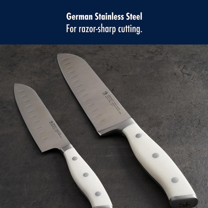 Forged Accent Razor-Sharp 2-pc Knife Set, Santoku Knife 5 Inch, Santoku Knife 7 Inch, German Engineered Informed by 100+ Years of Mastery,Black