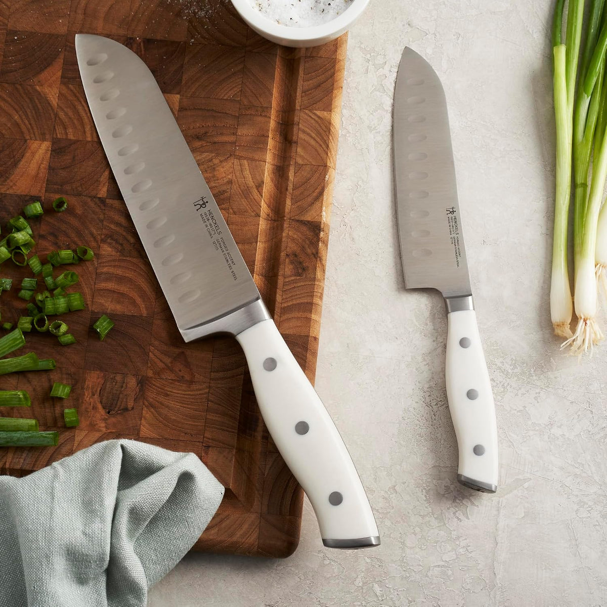 Forged Accent Razor-Sharp 2-pc Knife Set, Santoku Knife 5 Inch, Santoku Knife 7 Inch, German Engineered Informed by 100+ Years of Mastery,Black